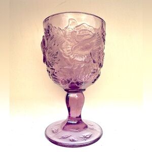 Fenton Glass Madonna Inn Goblet (rare color) lilac smoke